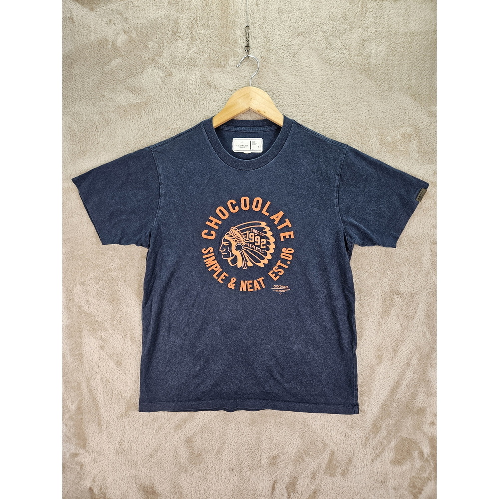 Chocolate Crewneck T-shirt Orange Simple & Neat Graphic Smiley Face Tee